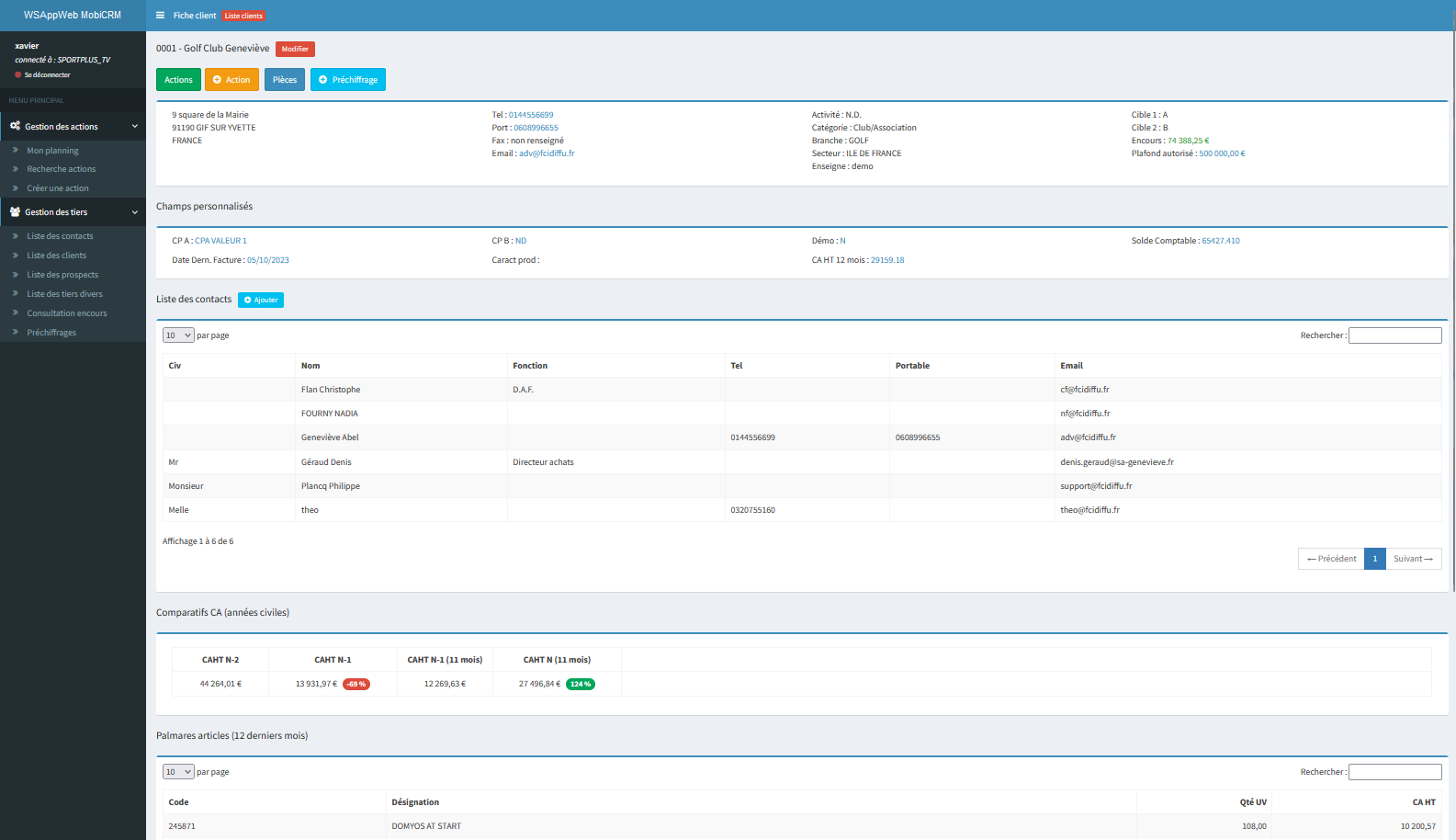 WSAppWeb MobiCRM Fiche client